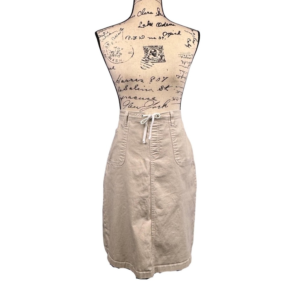 Vtg D & Co Utility Midi Skirt Sz M Khaki Cotton Twill Gorpcore Casual Modest